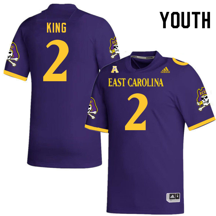 Youth #2 Devon King ECU Pirates College Football Jerseys Stitched-Purple